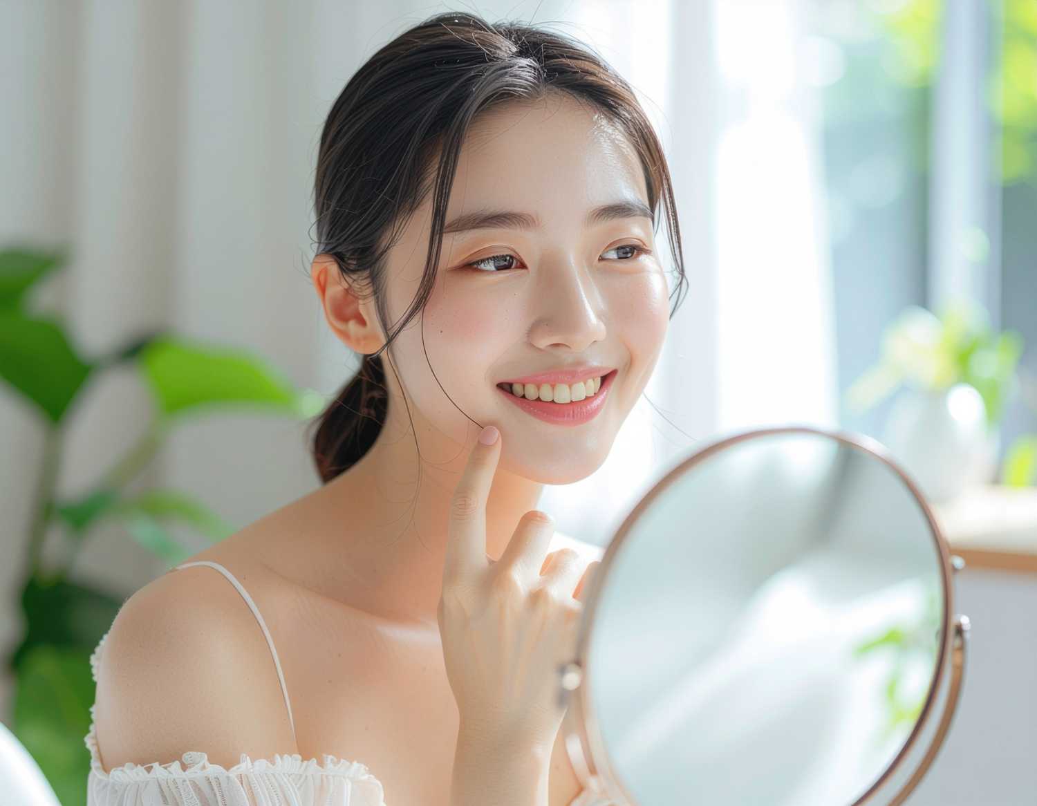 「右下を見る目線」と指示した状態。目線が別を向いている